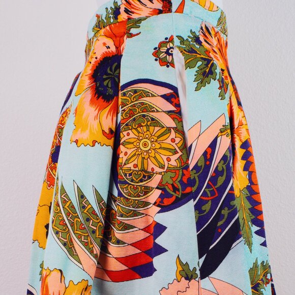 MSGM Pleated Floral Print Midi Skirt Multicolor Size 0 EU 32 UK 4 - Picture 5 of 8